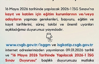 2026-1 İSG Sınav Duyurusu Yayımlandı: 16 Mayıs...