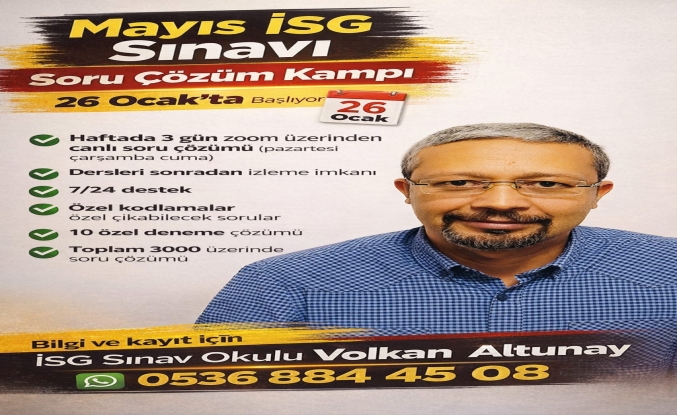 Mayıs İSG Sınavı İçin Geri Sayım Başladı: Volkan Altunay ile Soru Çözüm Kampı 26 Ocak’ta Start Alıyor!