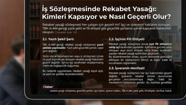 İş Hukukunda Rekabet Yasağı Sözleşmesi Geçerlilik Şartları Nelerdir?