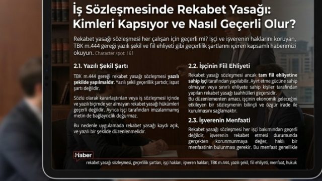 İş Hukukunda Rekabet Yasağı Sözleşmesi Geçerlilik Şartları Nelerdir?