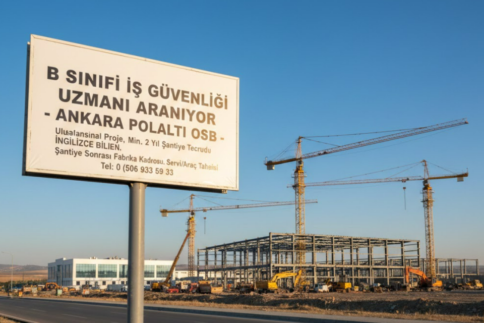 Ankara Polatlı OSB'de Uluslararası Proje İçin B Sınıfı İş Güvenliği Uzmanı Aranıyor